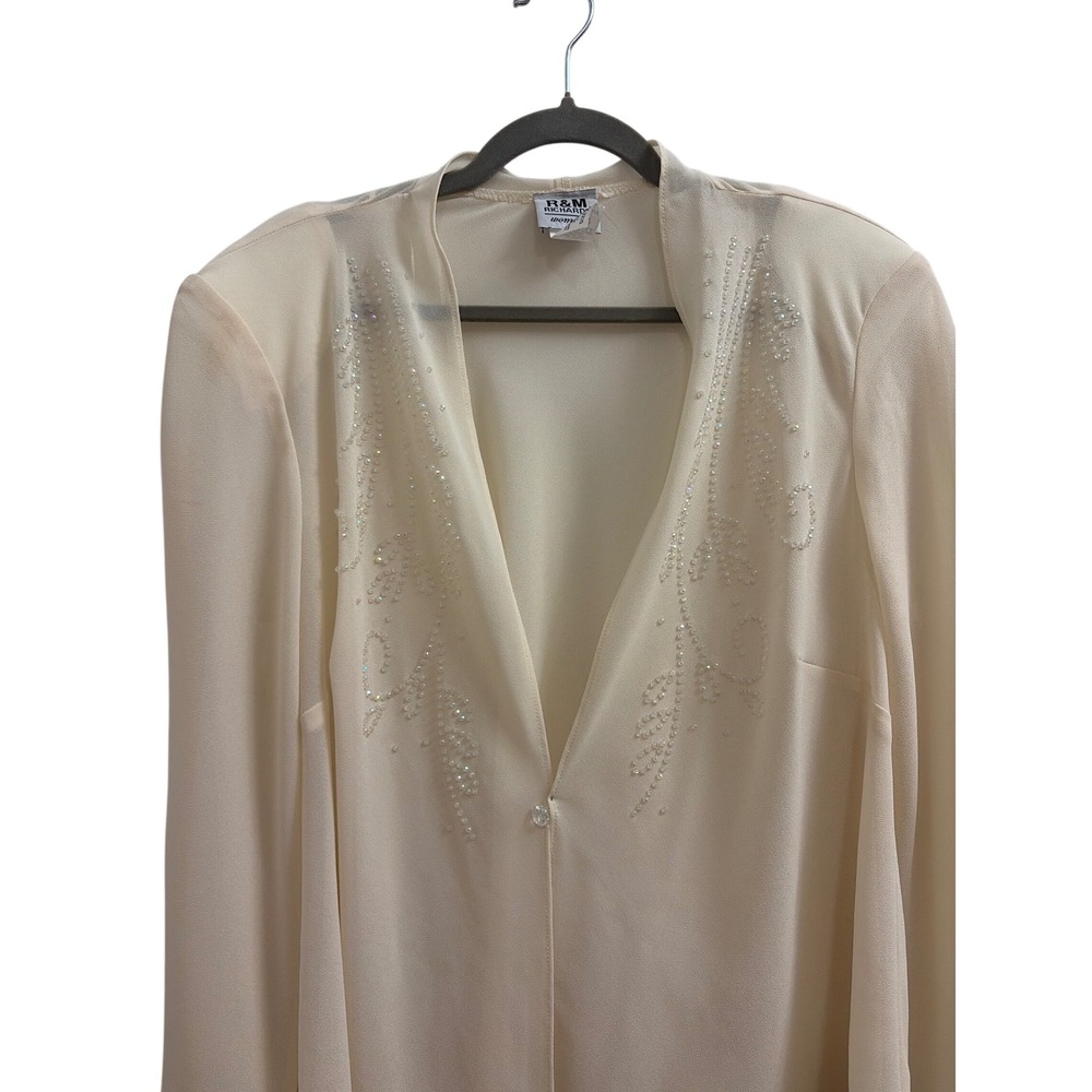 Jacket Beaded Elegant R&M Richards Women 20W Cream Sheer Chiffon Bell Sleeve - Picture 4 of 8